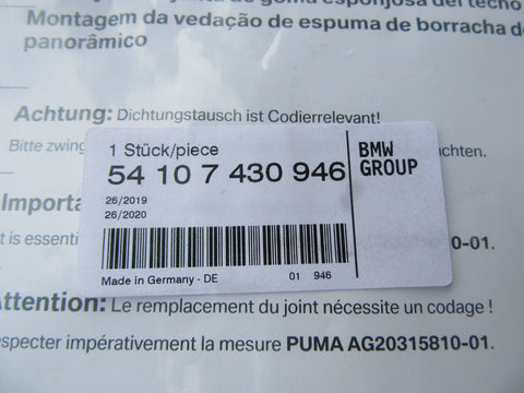 Rolls Royce Ghost Cullinan sunroof surround seal gasket #0679