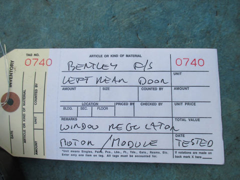 Bentley Continental Flying Spur left rear door window regulator motor