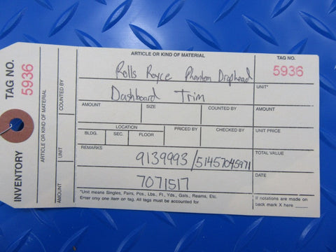 Rolls Royce Phantom Coupe Drophead dashboard radio wood trim #5936