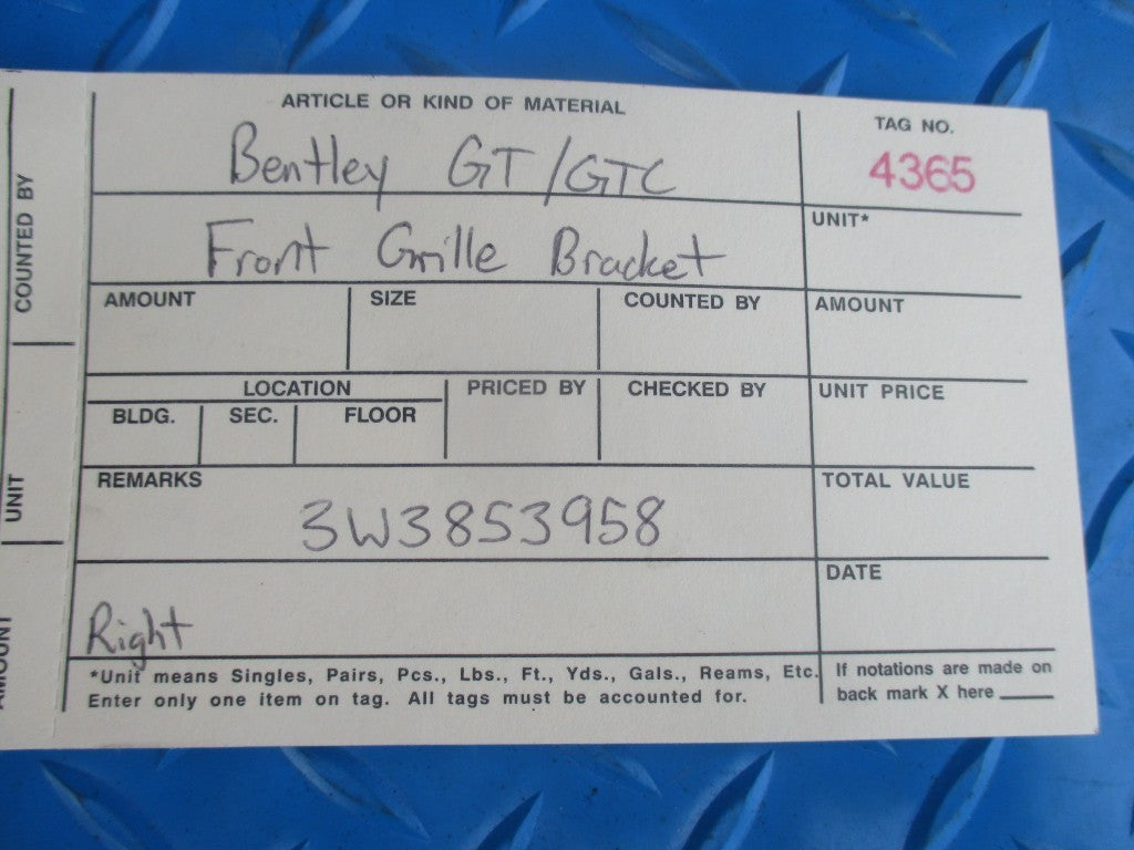 Bentley Continental GT GTC front grille right  bracket #4365