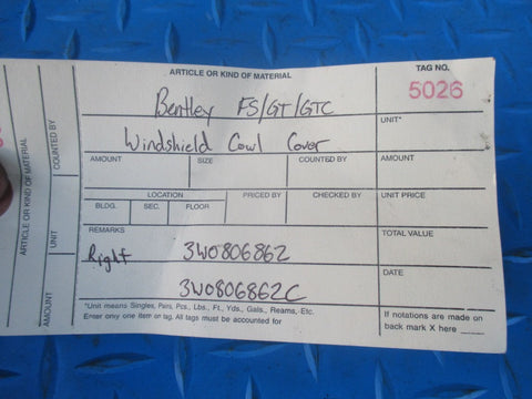 Bentley Flying Spur GT GTC windshield cowl right cover bracket #5026