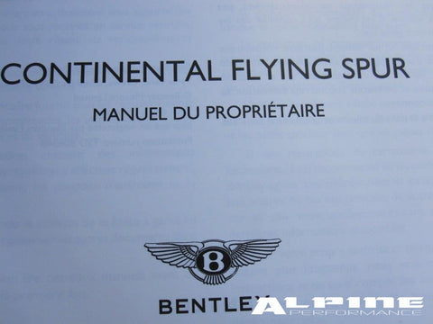 Bentley Continentyal Flying Spur owners manual - in French