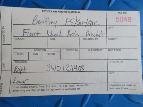 Bentley Flying Spur GT GTC front right wheel arch bracket #5048