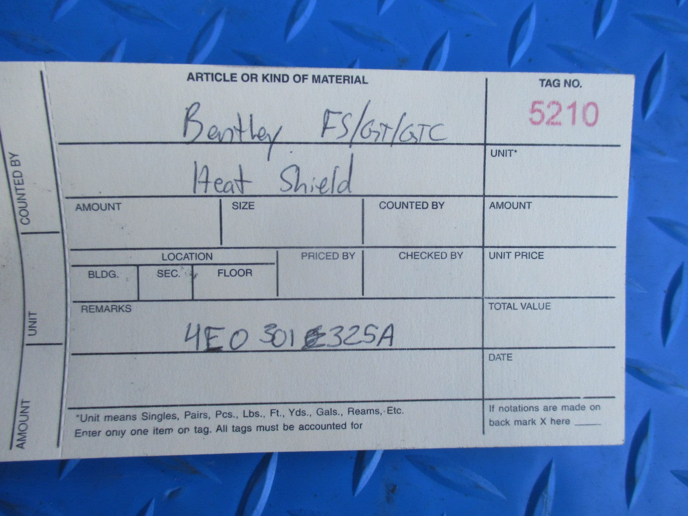 Bentley Flying Spur GT GTC driveshaft front heat shield #5210