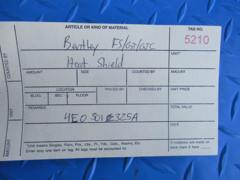 Bentley Flying Spur GT GTC driveshaft front heat shield #5210