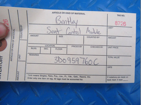 Bentley Continental Flying Spur seat control module #8726