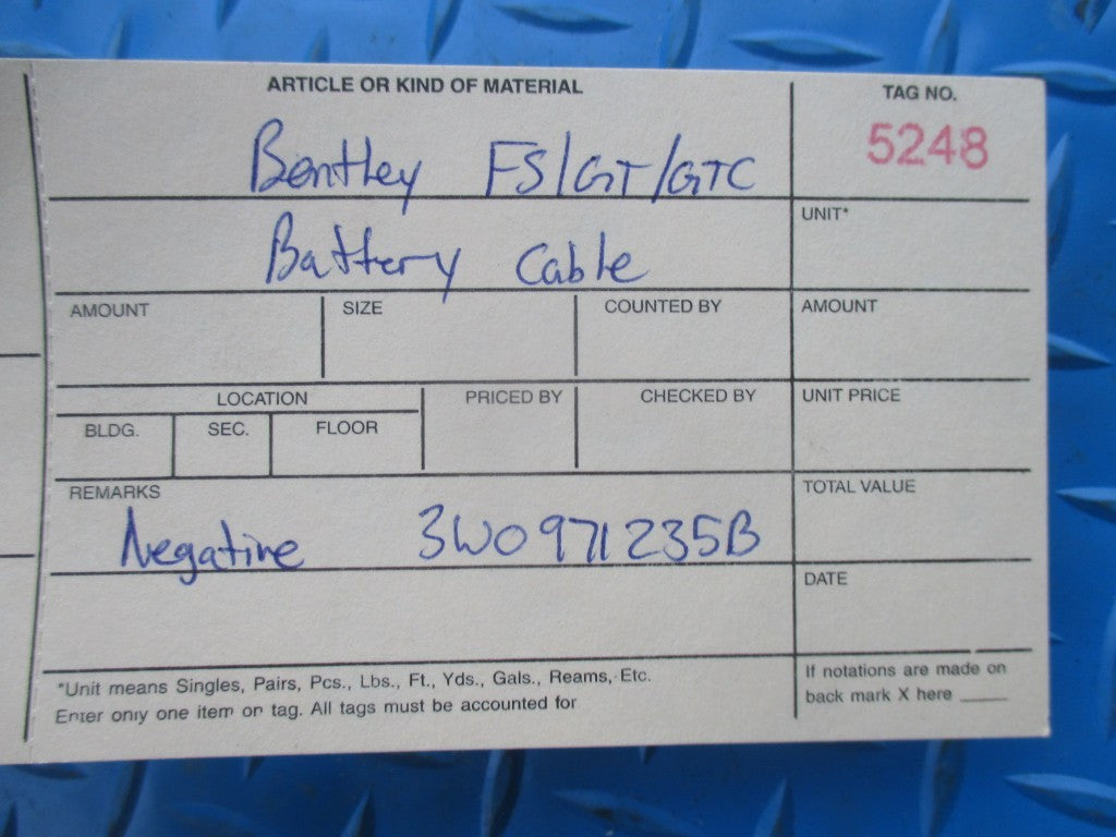 Bentley Flying Spur GT GTC negative battery terminal cable #5248