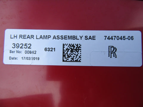 Rolls Royce Cullinan left tail light #2532