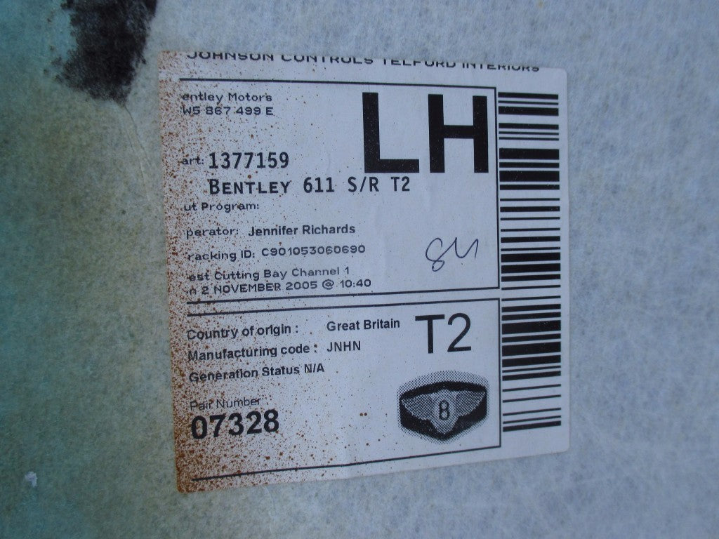 Bentley Continental Flying Spur left driver headliner gray