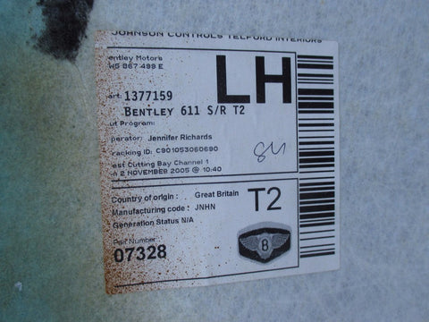 Bentley Continental Flying Spur left driver headliner gray