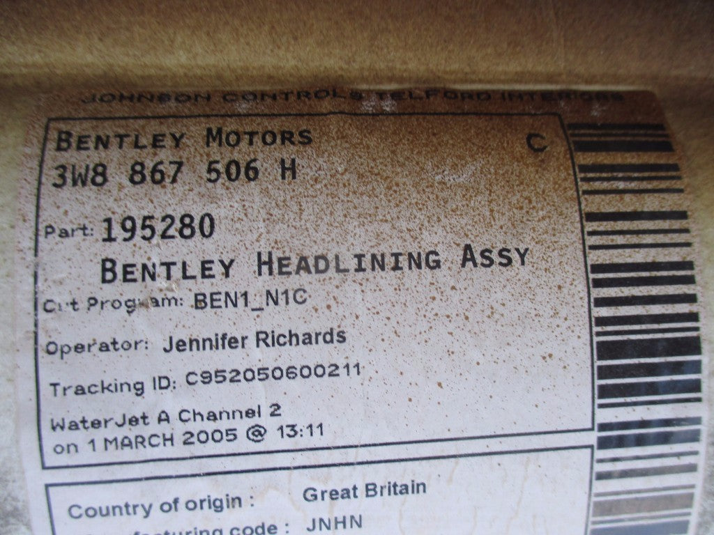 Bentley Continental Gt headliner #2404