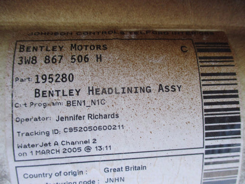 Bentley Continental Gt headliner #2404