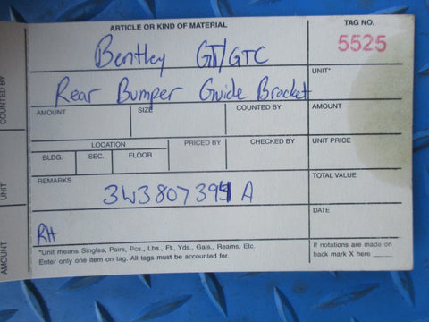 Bentley GT GTC rear bumper right outer guide bracket #5525