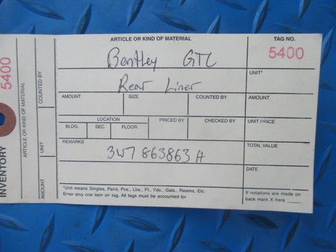 Bentley GTC rear stowage compartment cover liner #5400