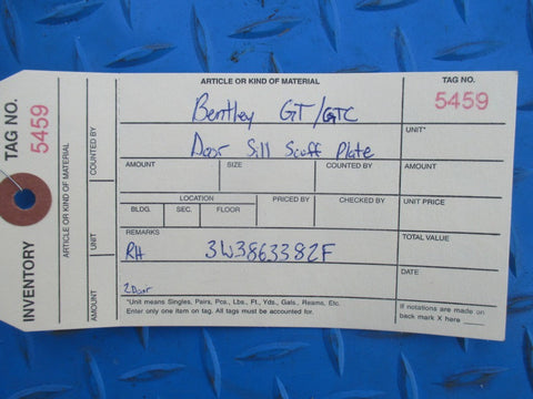 Bentley GT GTC right door sill scuff plate #5459